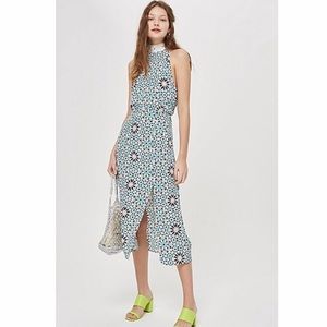 Topshop Tie Neck Polka Dot Halter Dress.